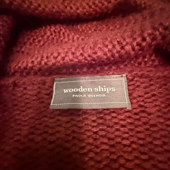 Wooden Ships Open Front Red Cardigan w/ Shawl Collar Size M/L MSRP $158 - Picture 4 of 8